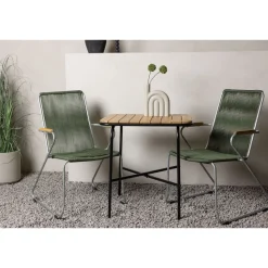 Parvekeryhmä Venture Home, 88x70cm Holmbeck-pöytä + 2 tummanharmaata Bois-tuolia