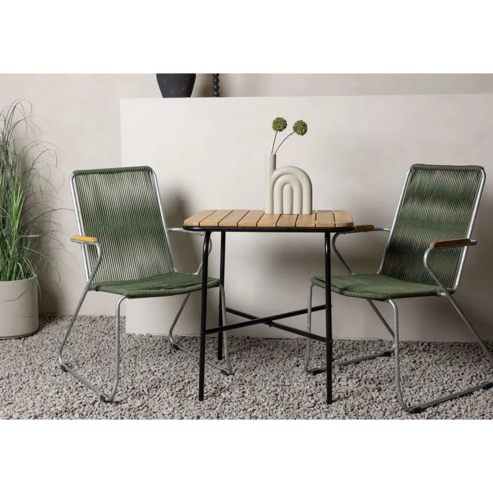 Parvekeryhmä Venture Home, 88x70cm Holmbeck-pöytä + 2 tummanharmaata Bois-tuolia