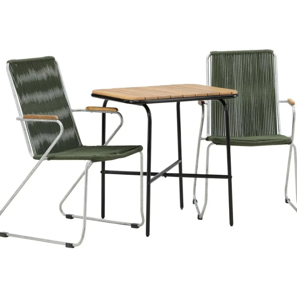 Parvekeryhmä Venture Home, 88x70cm Holmbeck-pöytä + 2 tummanharmaata Bois-tuolia