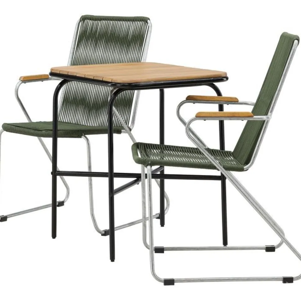Parvekeryhmä Venture Home, 88x70cm Holmbeck-pöytä + 2 tummanharmaata Bois-tuolia
