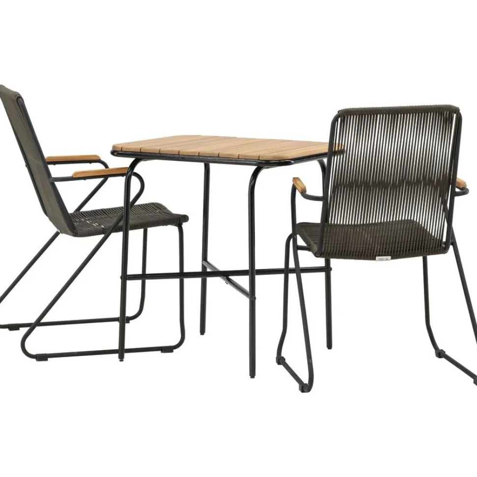 Parvekeryhmä Venture Home, 88x70cm Holmbeck-pöytä + 2 tummanharmaata Bois-tuolia