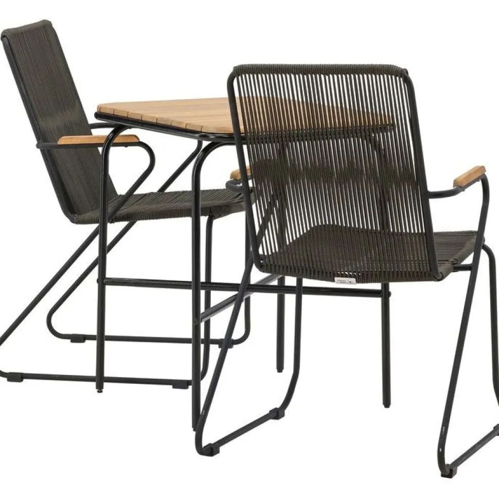Parvekeryhmä Venture Home, 88x70cm Holmbeck-pöytä + 2 tummanharmaata Bois-tuolia
