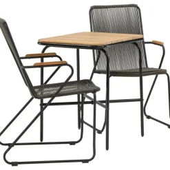 Parvekeryhmä Venture Home, 88x70cm Holmbeck-pöytä + 2 tummanharmaata Bois-tuolia