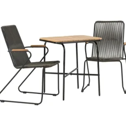 Parvekeryhmä Venture Home, 88x70cm Holmbeck-pöytä + 2 tummanharmaata Bois-tuolia