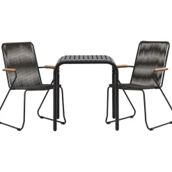 Parvekeryhmä Venture Home, 70x70cm musta Borneo-pöytä + 2 mustaa Bois-tuolia