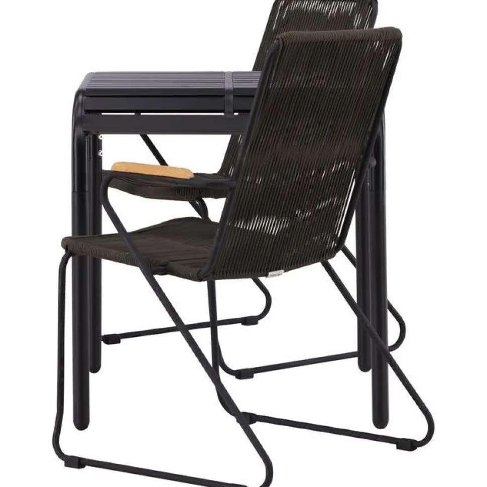 Parvekeryhmä Venture Home, 70x70cm musta Borneo-pöytä + 2 mustaa Bois-tuolia