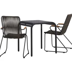 Parvekeryhmä Venture Home, 70x70cm musta Borneo-pöytä + 2 mustaa Bois-tuolia