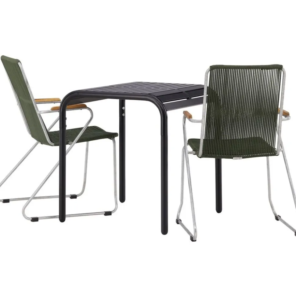 Parvekeryhmä Venture Home, 70x70cm musta Borneo-pöytä + 2 mustaa Bois-tuolia