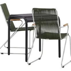 Parvekeryhmä Venture Home, 70x70cm musta Borneo-pöytä + 2 mustaa Bois-tuolia
