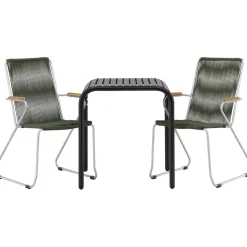 Parvekeryhmä Venture Home, 70x70cm musta Borneo-pöytä + 2 mustaa Bois-tuolia