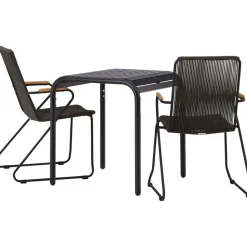 Parvekeryhmä Venture Home, 70x70cm musta Borneo-pöytä + 2 mustaa Bois-tuolia