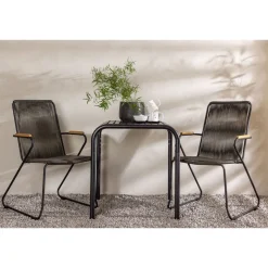 Parvekeryhmä Venture Home, 70x70cm musta Borneo-pöytä + 2 mustaa Bois-tuolia