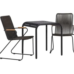Parvekeryhmä Venture Home, 70x70cm musta Borneo-pöytä + 2 mustaa Bois-tuolia