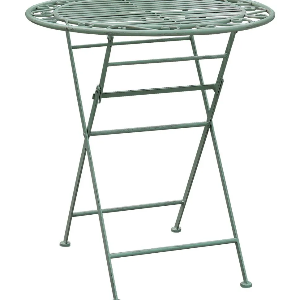 Parvekesetti Home4you Mint, pöytä + 2 tuolia, takorauta, antiikkivihreä