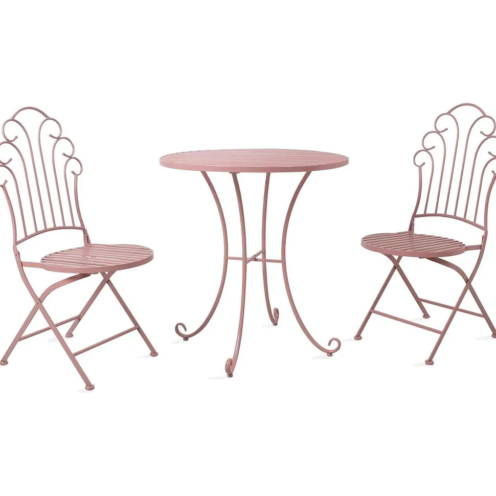 Parvekesetti Home4you Rosy, pöytä + 2 tuolia, pinkki
