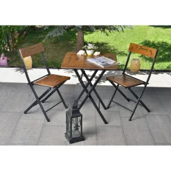 Parvekesetti Linento Garden Bistro Set 3, 2 tuolia + pöytä, kokoontaittuva, musta/pähkinä