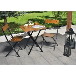 Parvekesetti Linento Garden Bistro Set 3, 2 tuolia + pöytä, kokoontaittuva, musta/pähkinä