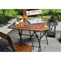 Parvekesetti Linento Garden Bistro Set 3, 2 tuolia + pöytä, kokoontaittuva, musta/pähkinä