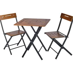 Parvekesetti Linento Garden Bistro Set 3, 2 tuolia + pöytä, kokoontaittuva, musta/pähkinä