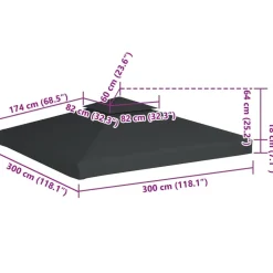 Paviljongin kangaskatto 310g/m² tummanharmaa 3x3m