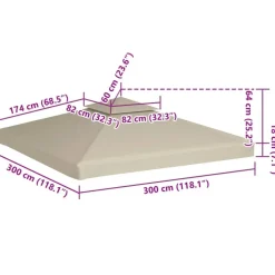 Paviljongin kangaskatto 310g/m² beige 3x3m