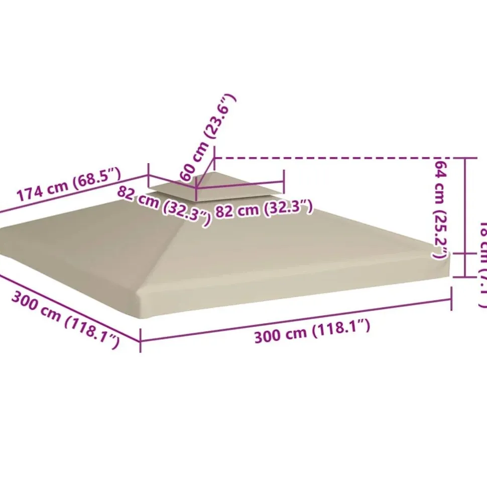 Paviljongin kangaskatto 310g/m² beige 3x3m