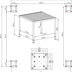 Paviljonki Home4You MIRADOR-111 3x3 m verhoilla, tummanharmaa