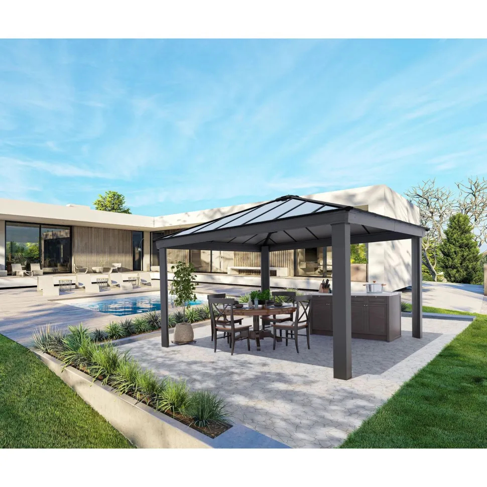 Paviljonki Palram-Canopia Dallas, 17.6m², 4.3x4.3m, 14x14ft, harmaa