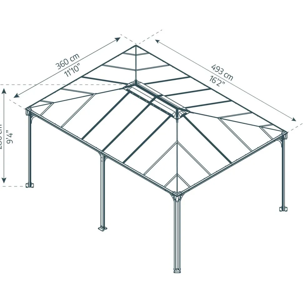 Paviljonki Palram-Canopia Martinique 5000 3,6 x 4,9 m 17,7 m² harmaa