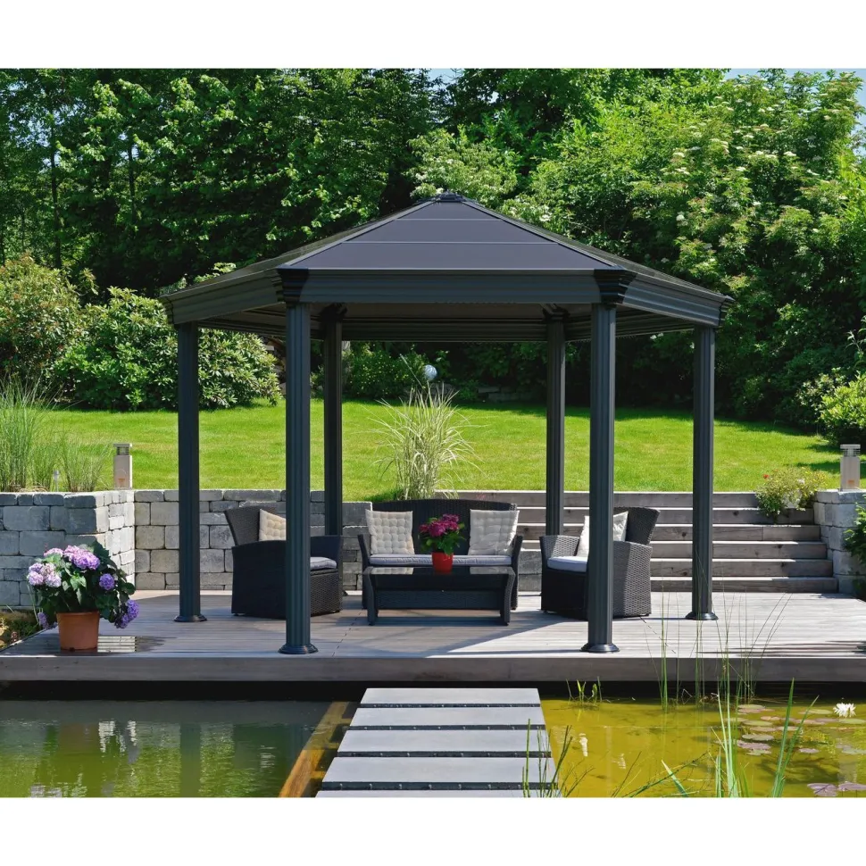 Paviljonki Palram-Canopia Roma 6-kulmainen 3,6 x 4, 2 m 14,9 m² harmaa