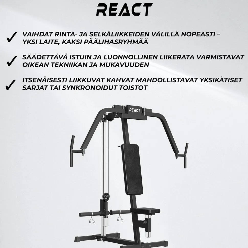 Peck Deck Rinta- ja Selkälaite React