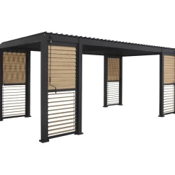 Pergola Home4You Mirador-111, säleikköseinillä 300x600cm, tummanharmaa