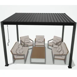 Pergola Home4you Mirador-111, 300x300cm, tummanharmaa