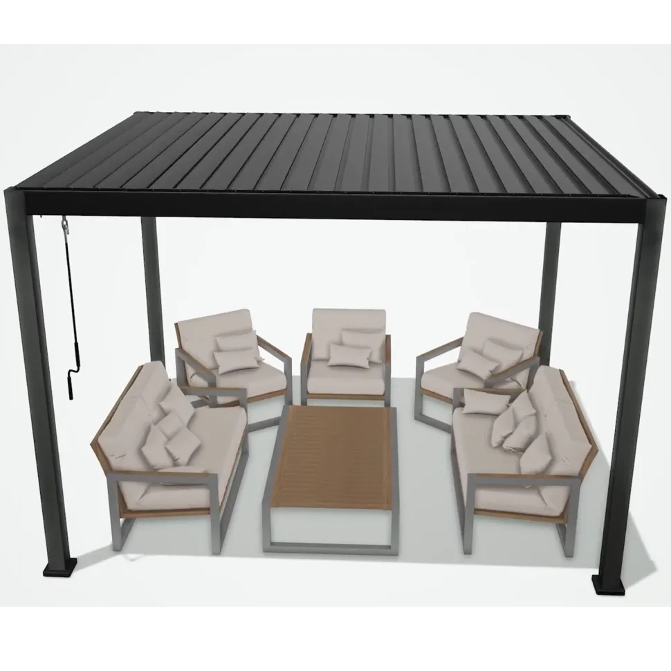 Pergola Home4you Mirador-111, 300x300cm, tummanharmaa