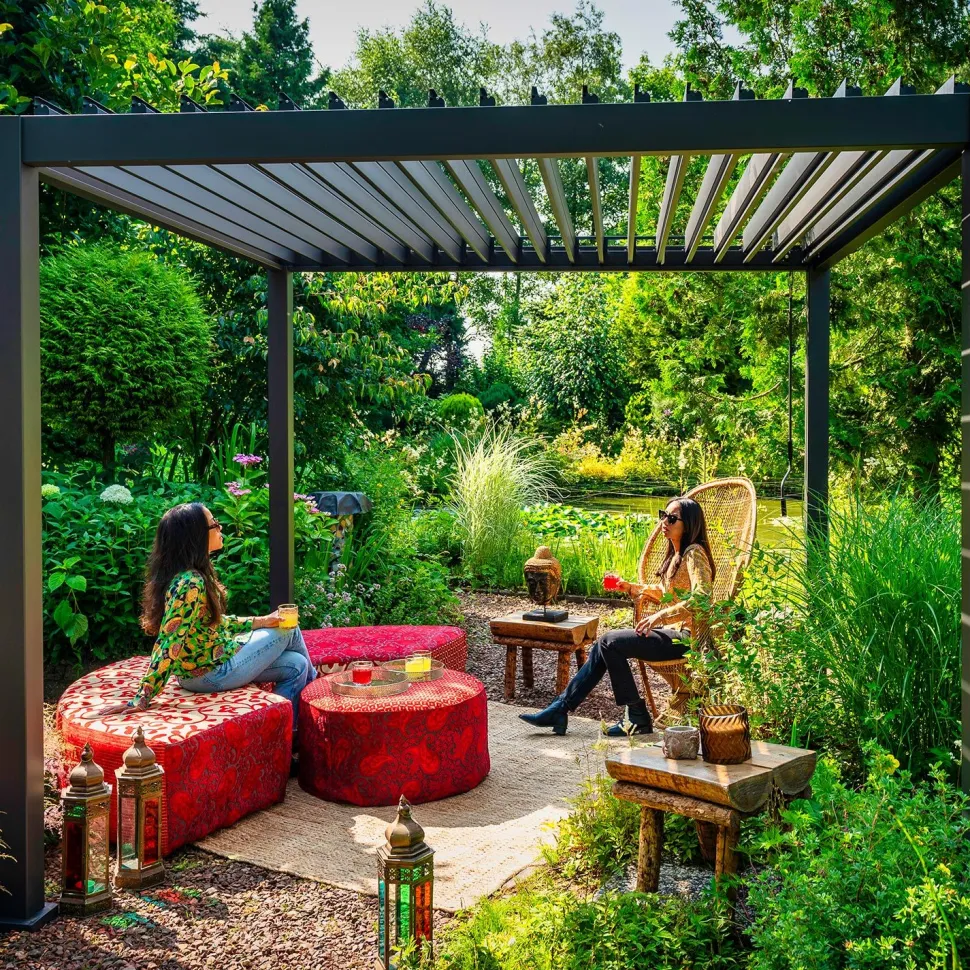 Pergola Home4you Mirador-111, 300x300cm, tummanharmaa