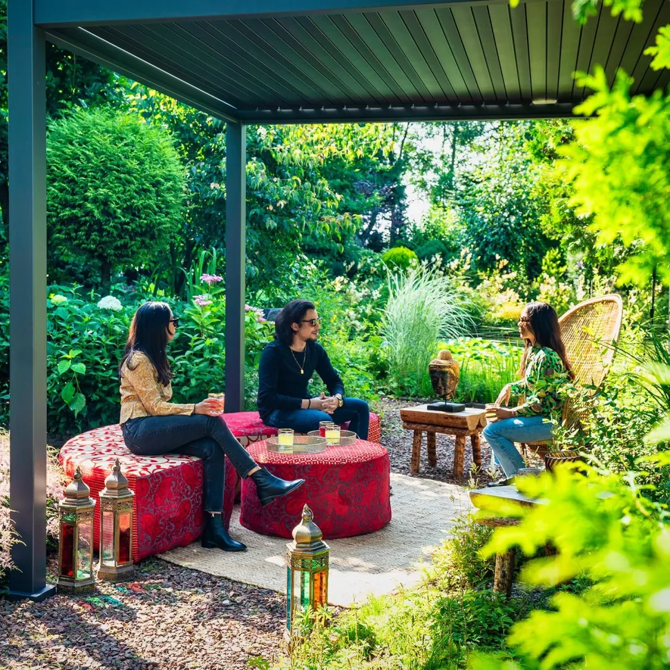 Pergola Home4you Mirador-111, 300x300cm, tummanharmaa