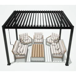 Pergola Home4you Mirador-111, 300x300cm, tummanharmaa