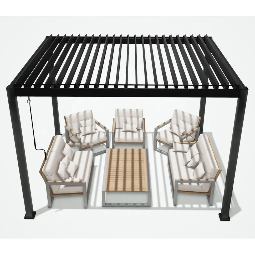 Pergola Home4you Mirador-111, 300x300cm, tummanharmaa
