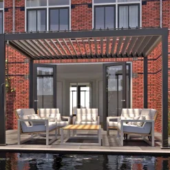 Pergola Home4you Mirador-111, 300x300cm, tummanharmaa
