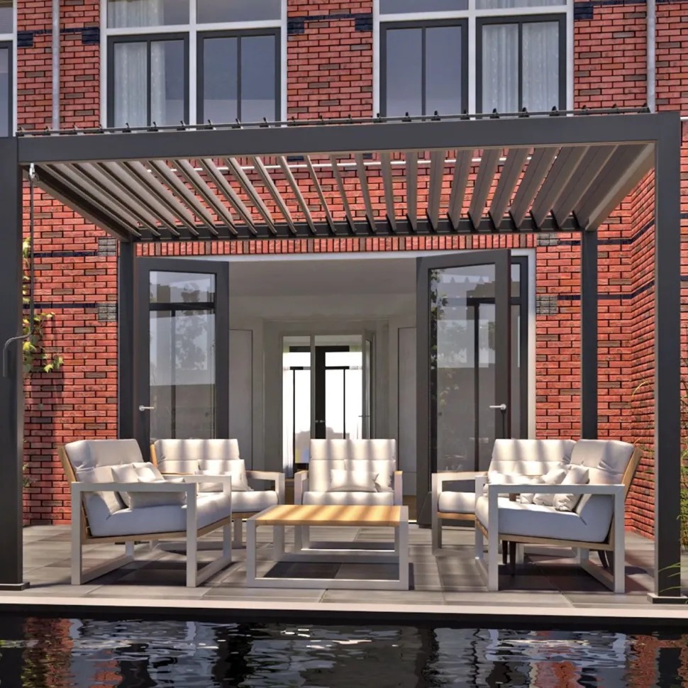 Pergola Home4you Mirador-111, 300x300cm, tummanharmaa
