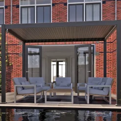 Pergola Home4you Mirador-111, 300x300cm, tummanharmaa