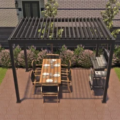 Pergola Home4you Mirador-111, 300x300cm, tummanharmaa