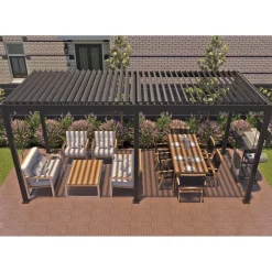 Pergola Home4you Mirador-111, 300x300cm, tummanharmaa