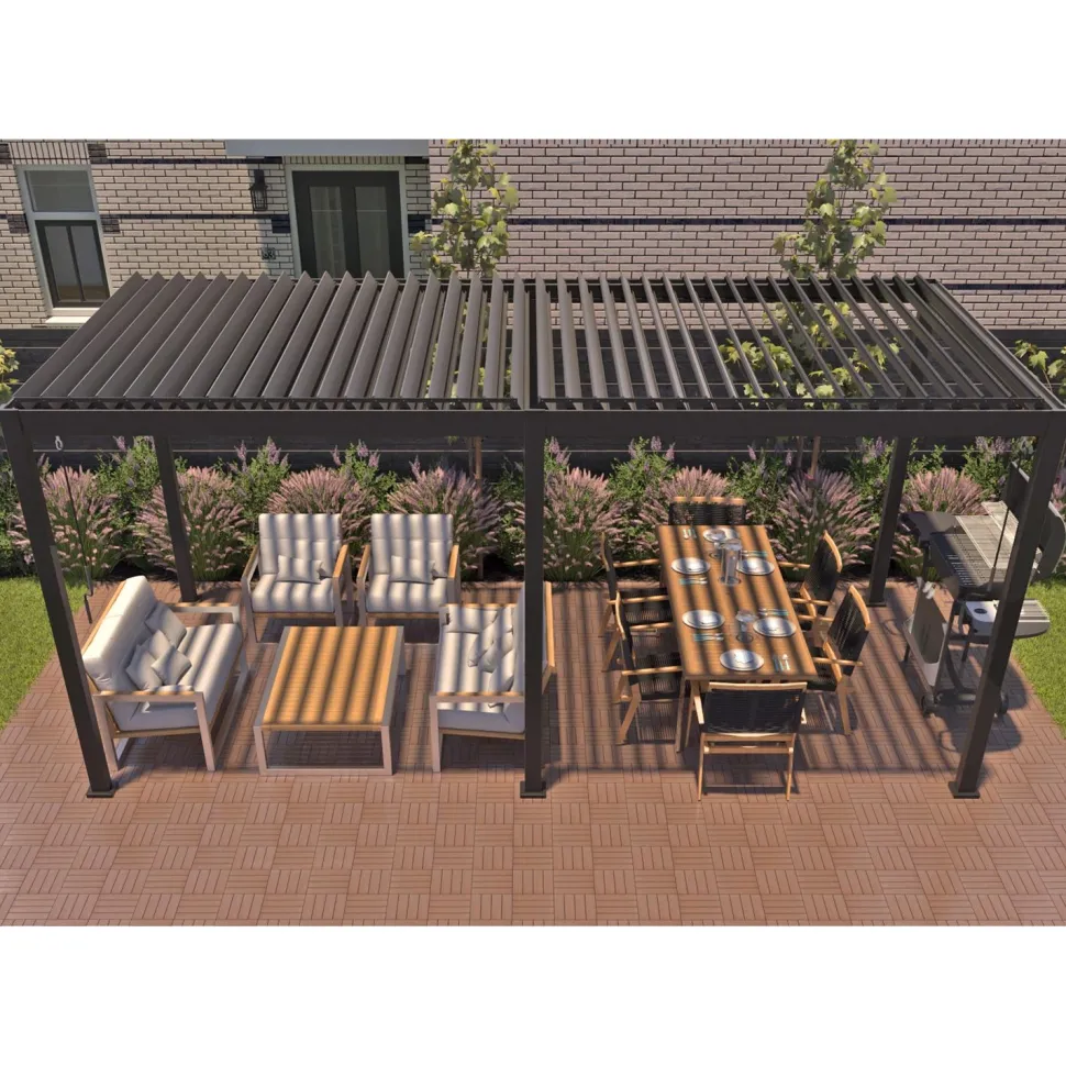 Pergola Home4you Mirador-111, 300x300cm, tummanharmaa