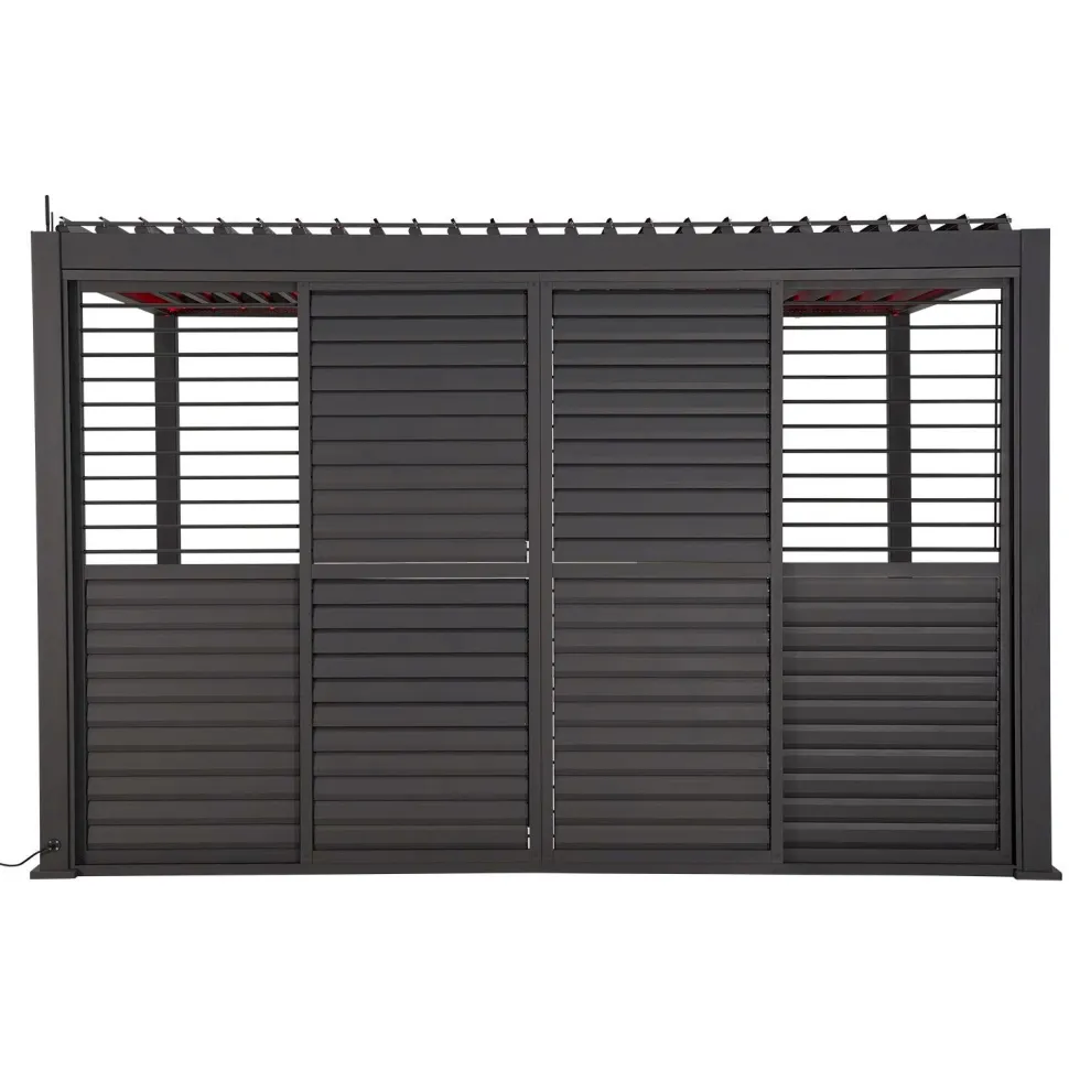 Pergola liukuseinäpaneeli Home4You Mirador-111(4m), 370,4x236,5cm, alumiini, tummanharmaa