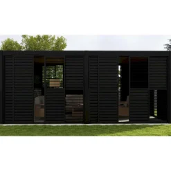 Pergola liukuseinäpaneeli Home4You Mirador-111(4m), 370,4x236,5cm, alumiini, tummanharmaa