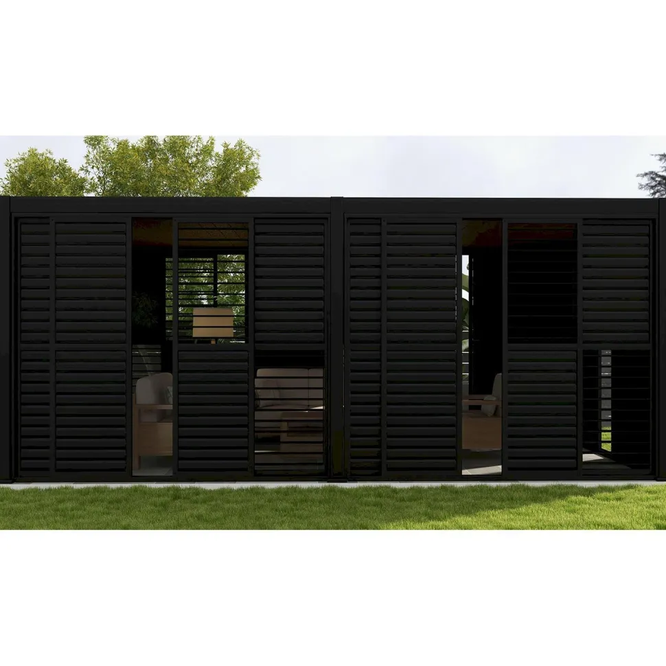 Pergola liukuseinäpaneeli Home4You Mirador-111(4m), 370,4x236,5cm, alumiini, tummanharmaa