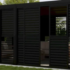Pergola liukuseinäpaneeli Home4You Mirador-111(4m), 370,4x236,5cm, alumiini, tummanharmaa