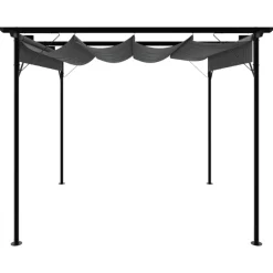 Pergola sisäänvedettävä katto antrasiitti 3x3 m teräs 180 g/m² (12226)