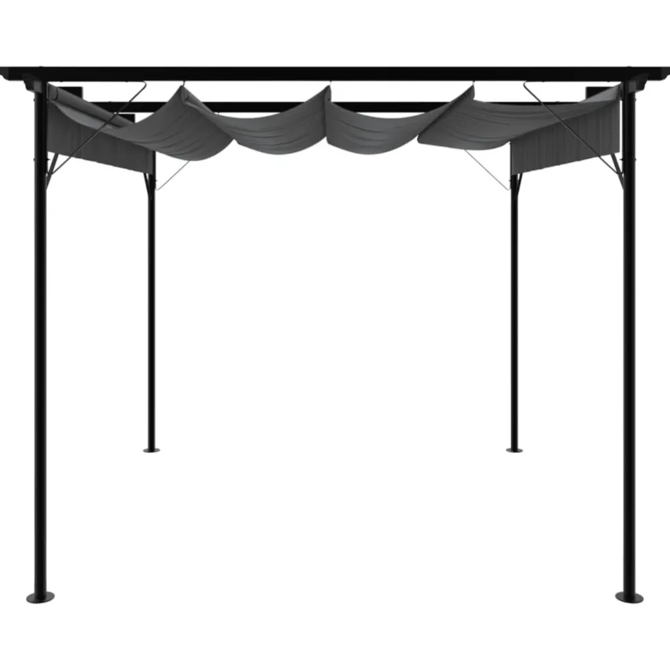 Pergola sisäänvedettävä katto antrasiitti 3x3 m teräs 180 g/m² (12226)